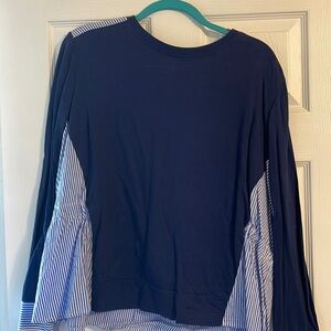Vineyard Vines Navy Blue and Seersucker Top